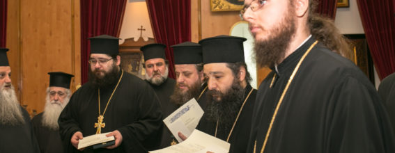 Новоиспеченные архимандриты (справа): Леонтий, Паисий, Макарий и Фаддей